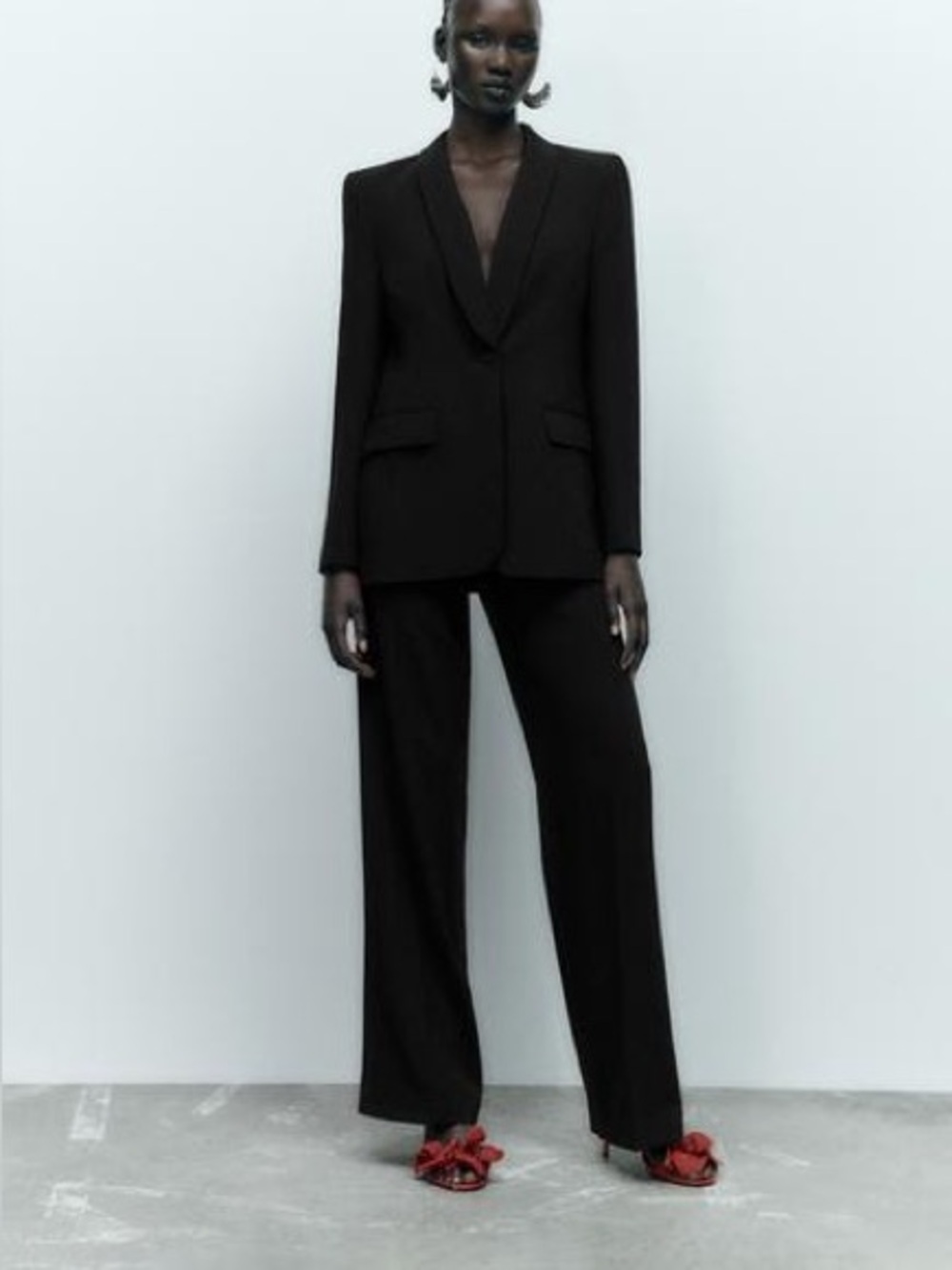 Zara long black flowy wide leg pant - size small